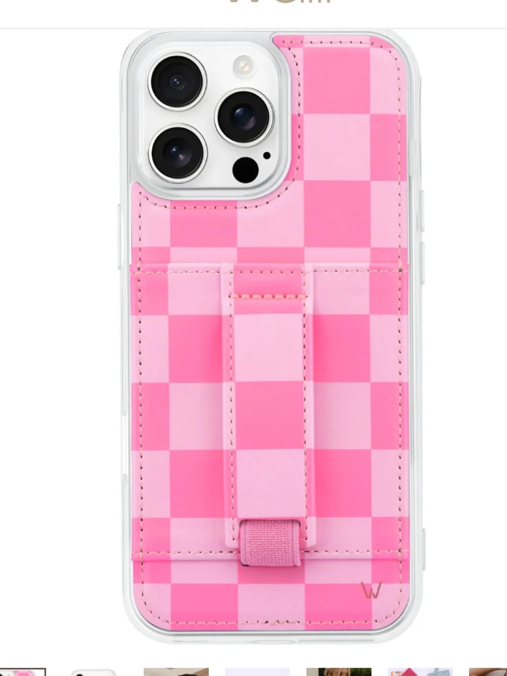 Wallis Pink Bubblegum Check Phone Case with Hand Strap